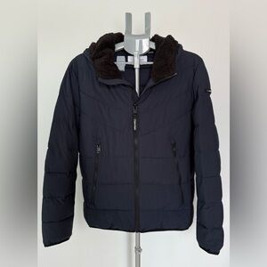 Calvin Klein Men’s Hooded Puffer Jacket Navy Blue Size Medium New